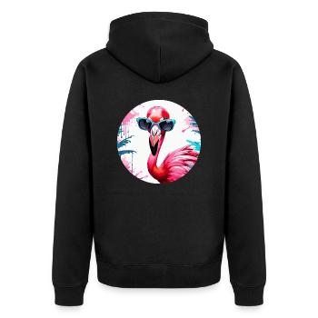 Flamant rose / Animal / Rose / Tropical / Longues pattes - Veste à capuche bio Premium Unisexe - noir - Dos - Nico (187cm)