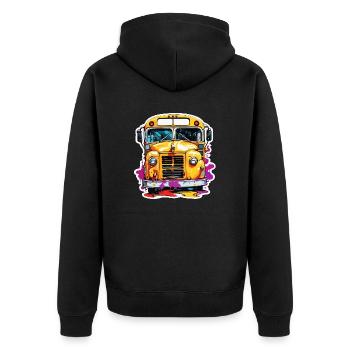 Bus / Autobus scolaire / Jaune / Bande dessinée / Old School - Veste à capuche bio Premium Unisexe - noir - Dos - Nico (187cm)