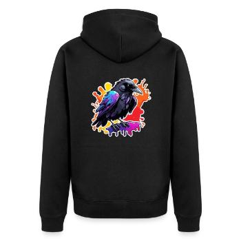 Raven / Bird / Animal / Flying / Feathers / Wings - Unisex Premium Organic Zip Hoodie - black - Back - Nico (187cm)