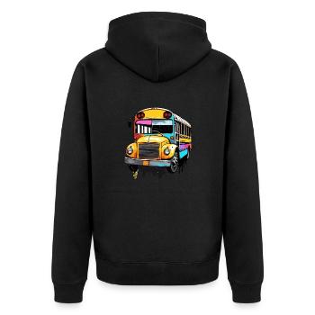 Bus / Autobus scolaire / Jaune / Bande dessinée / Old School - Veste à capuche bio Premium Unisexe - noir - Dos - Nico (187cm)