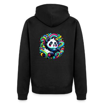Colorful Panda - Unisex Premium Organic Zip Hoodie - black - Back - Nico (187cm)