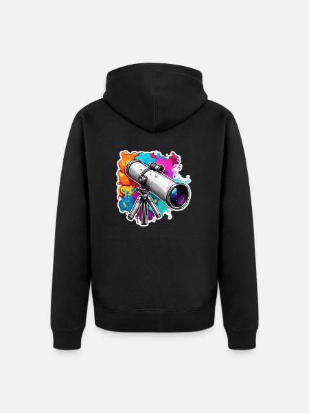 Telescope / Telescope / Astronomy / Starry Sky - Unisex Premium Organic Zip Hoodie - black