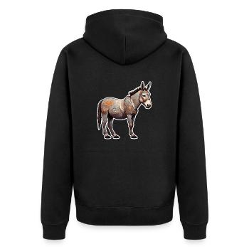 Âne / Animal / Animal gris / Crinière / iah / Lasstier - Veste à capuche bio Premium Unisexe - noir - Dos - Nico (187cm)
