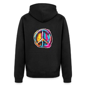 Love Peace and Harmonie / Hippie / Freiheit - Unisex Premium Bio Zip Hoodie - Schwarz - Hinten - Nico (187cm)