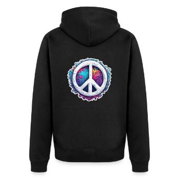 Love Peace and Harmonie / Hippie / Freiheit - Unisex Premium Bio Zip Hoodie - Schwarz - Hinten - Nico (187cm)