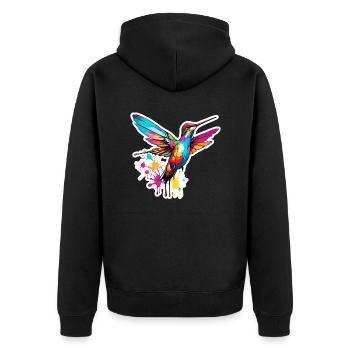 Colibri / Oiseau / Animal / Vol / Ailes / Plumes - Veste à capuche bio Premium Unisexe - noir - Dos - Nico (187cm)
