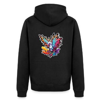 Phoenix / Bird / Animal / Mythical Creature / Fire - Unisex Premium Organic Zip Hoodie - black - Back - Nico (187cm)