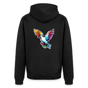 Dove of Peace / Bird / Animal / Flying / Wedding - Unisex Premium Organic Zip Hoodie - black - Back - Nico (187cm)