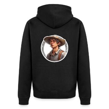 Farmer / Bauer / Ernte / Anbau / Bauernhof / Erde - Unisex Premium Bio Zip Hoodie - Schwarz - Hinten - Nico (187cm)