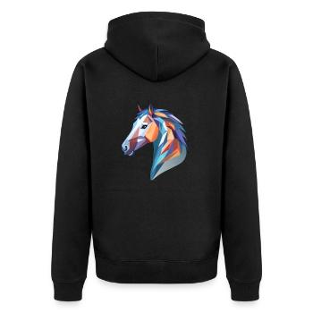 Pferdekopf - Unisex Premium Bio Zip Hoodie - Schwarz - Hinten - Nico (187cm)