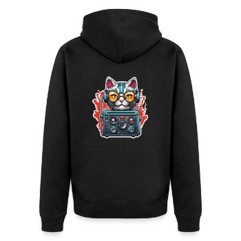 Cool Cat / Funny / Animal / Pet / Crazy - Unisex Premium Organic Zip Hoodie - black - Back - Nico (187cm)