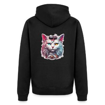Cool Cat / Funny / Animal / Pet / Crazy - Unisex Premium Organic Zip Hoodie - black - Back - Nico (187cm)