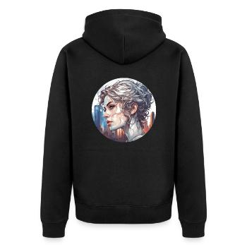 Woman / Lady / Blonde / Pretty / Feminine / Female - Unisex Premium Organic Zip Hoodie - black - Back - Nico (187cm)