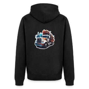 Truck/Truck/Truck/Cargo/Road - Unisex Premium Organic Zip Hoodie - black - Back - Nico (187cm)