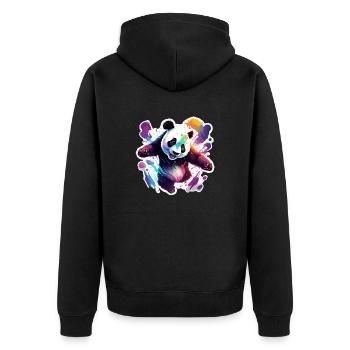 Panda / Animal / Zoo / Bamboo / Wild / Childlike - Unisex Premium Organic Zip Hoodie - black - Back - Nico (187cm)