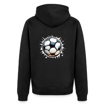 Soccer / Game / Ball / Field / Shooting - Unisex Premium Organic Zip Hoodie - black - Back - Nico (187cm)