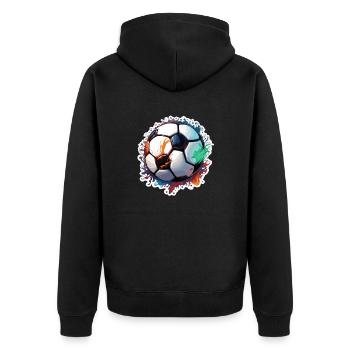 Soccer / Game / Ball / Field / Shooting - Unisex Premium Organic Zip Hoodie - black - Back - Nico (187cm)