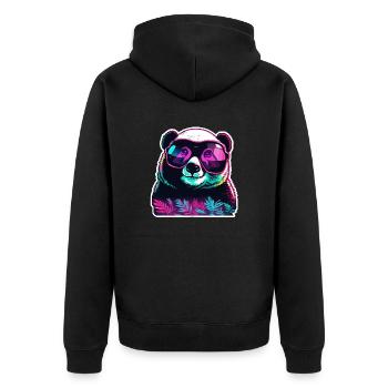 Panda / Animal / Zoo / Bamboo / Wild / Childlike - Unisex Premium Organic Zip Hoodie - black - Back - Nico (187cm)