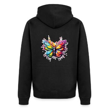 Schmetterling / Tier / Insekt / fliegen / Sommer - Unisex Premium Bio Zip Hoodie - Schwarz - Hinten - Nico (187cm)