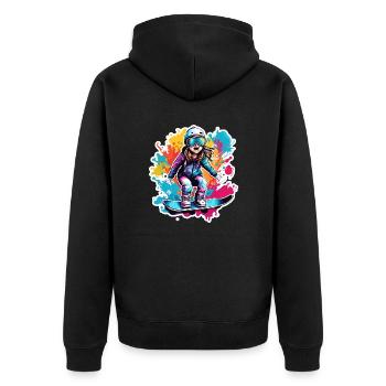 Snowboarder / Sports d’hiver / Piste / Neige / Alpes - Veste à capuche bio Premium Unisexe - noir - Dos - Nico (187cm)