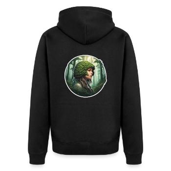 Forest Woman / Green / Forest Dwellers / Trees / Grass - Unisex Premium Organic Zip Hoodie - black - Back - Nico (187cm)