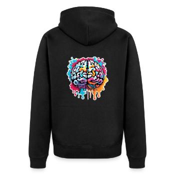 Gehirn / Wissen / Inteligenz / klug / Denken - Unisex Premium Bio Zip Hoodie - Schwarz - Hinten - Nico (187cm)