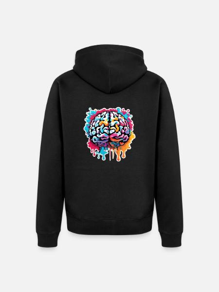 Brain / Knowledge / Intelligence / Clever / Thinking - Unisex Premium Organic Zip Hoodie - black
