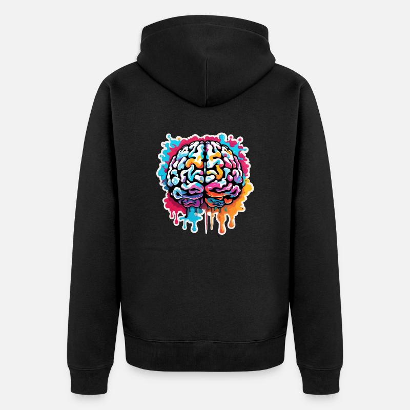 Cerveau / Connaissance / Intelligence / Intelligent / Penser - Veste à capuche bio Premium Unisexe - noir