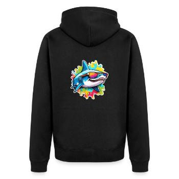 Requin / Faune / Sous-marin / Mer / Océan - Veste à capuche bio Premium Unisexe - noir - Dos - Nico (187cm)