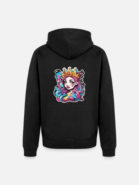 Prinzessin / Frau / Mädchen / Dame / Comic - Unisex Premium Bio Zip Hoodie - Schwarz