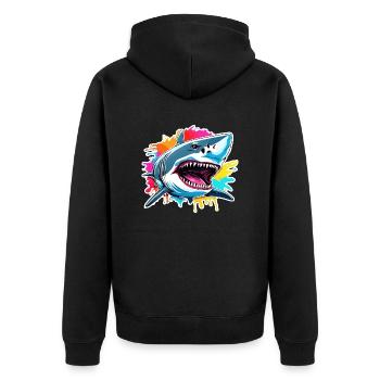 Requin / Faune / Sous-marin / Mer / Océan - Veste à capuche bio Premium Unisexe - noir - Dos - Nico (187cm)