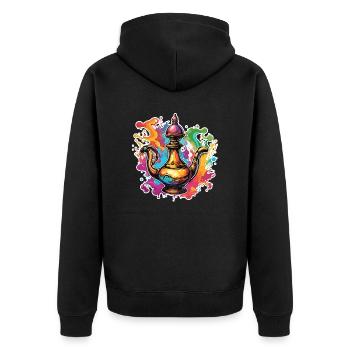 Wunderlampe / Wünsche /Orient / Wunder / Genie - Unisex Premium Bio Zip Hoodie - Schwarz - Hinten - Nico (187cm)