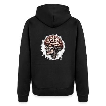Gehirn / Wissen / Inteligenz / klug / Denken - Unisex Premium Bio Zip Hoodie - Schwarz - Hinten - Nico (187cm)