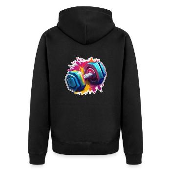 Dumbbell / Weights / Sports / Strength Training / Workout - Unisex Premium Organic Zip Hoodie - black - Back - Nico (187cm)