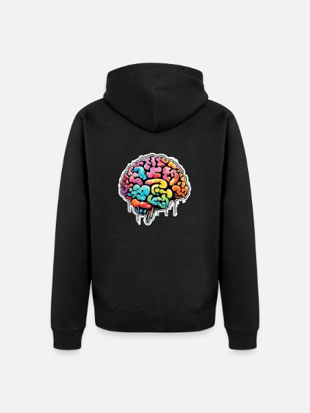 Brain / Knowledge / Intelligence / Clever / Thinking - Unisex Premium Organic Zip Hoodie - black