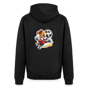 Soccer Dog / Animal / Soccer / Goal / Sports - Unisex Premium Organic Zip Hoodie - black - Back - Nico (187cm)