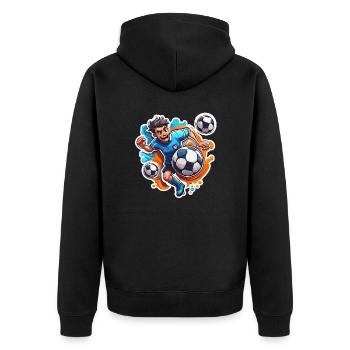 Fußballer / Fußball / Spielfeld / Mannschaft - Unisex Premium Bio Zip Hoodie - Schwarz - Hinten - Nico (187cm)
