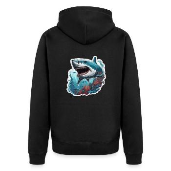 Requin / Faune / Sous-marin / Mer / Océan - Veste à capuche bio Premium Unisexe - noir - Dos - Nico (187cm)