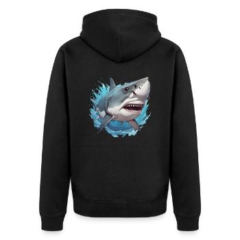 Requin / Faune / Sous-marin / Mer / Océan - Veste à capuche bio Premium Unisexe - noir - Dos - Nico (187cm)