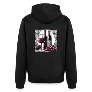 Wein / Trauben / Alkohol / trinken / Genießen - Unisex Premium Bio Zip Hoodie - Schwarz - Hinten - Nico (187cm)