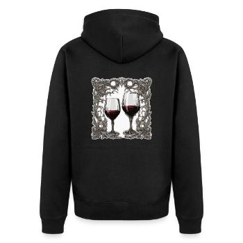 Wein / Trauben / Alkohol / trinken / Genießen - Unisex Premium Bio Zip Hoodie - Schwarz - Hinten - Nico (187cm)