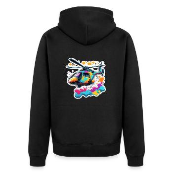 Helikopter / Hubschrauber / fliegen / Luftfahrt - Unisex Premium Bio Zip Hoodie - Schwarz - Hinten - Nico (187cm)