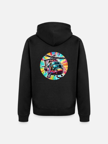 Helikopter / Hubschrauber / fliegen / Luftfahrt - Unisex Premium Bio Zip Hoodie - Schwarz