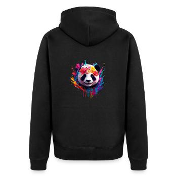 Panda / Animal / Zoo / Bamboo / Wild / Childlike - Unisex Premium Organic Zip Hoodie - black - Back - Nico (187cm)