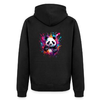 Panda / Animal / Zoo / Bamboo / Wild / Childlike - Unisex Premium Organic Zip Hoodie - black - Back - Nico (187cm)