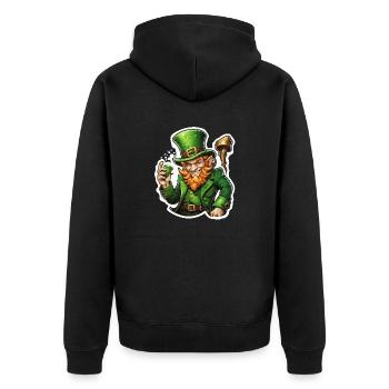 Leprechaun / Leprechaun / Vert / Gingembre / Irlande - Veste à capuche bio Premium Unisexe - noir - Dos - Nico (187cm)