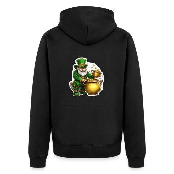 Leprechaun / Leprechaun / Vert / Gingembre / Irlande - Veste à capuche bio Premium Unisexe - noir - Dos - Nico (187cm)