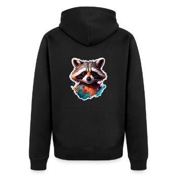 Raccoon / Animal / Zoo / Wild / Cute / Predator - Unisex Premium Organic Zip Hoodie - black - Back - Nico (187cm)
