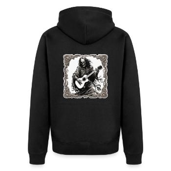 Rock n roll / Guitar / Music / Instrument - Unisex Premium Organic Zip Hoodie - black - Back - Nico (187cm)