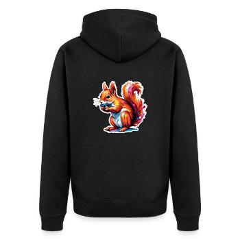 Squirrel / Animal / Rodent / Forest Animal / Comic - Unisex Premium Organic Zip Hoodie - black - Back - Nico (187cm)